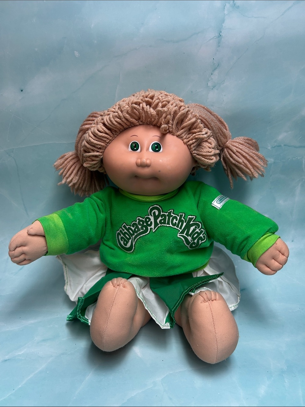 Vintage 1978-1982 Cabbage Patch Kids Doll Blonde Hair CHEERLEADER Green Eyes